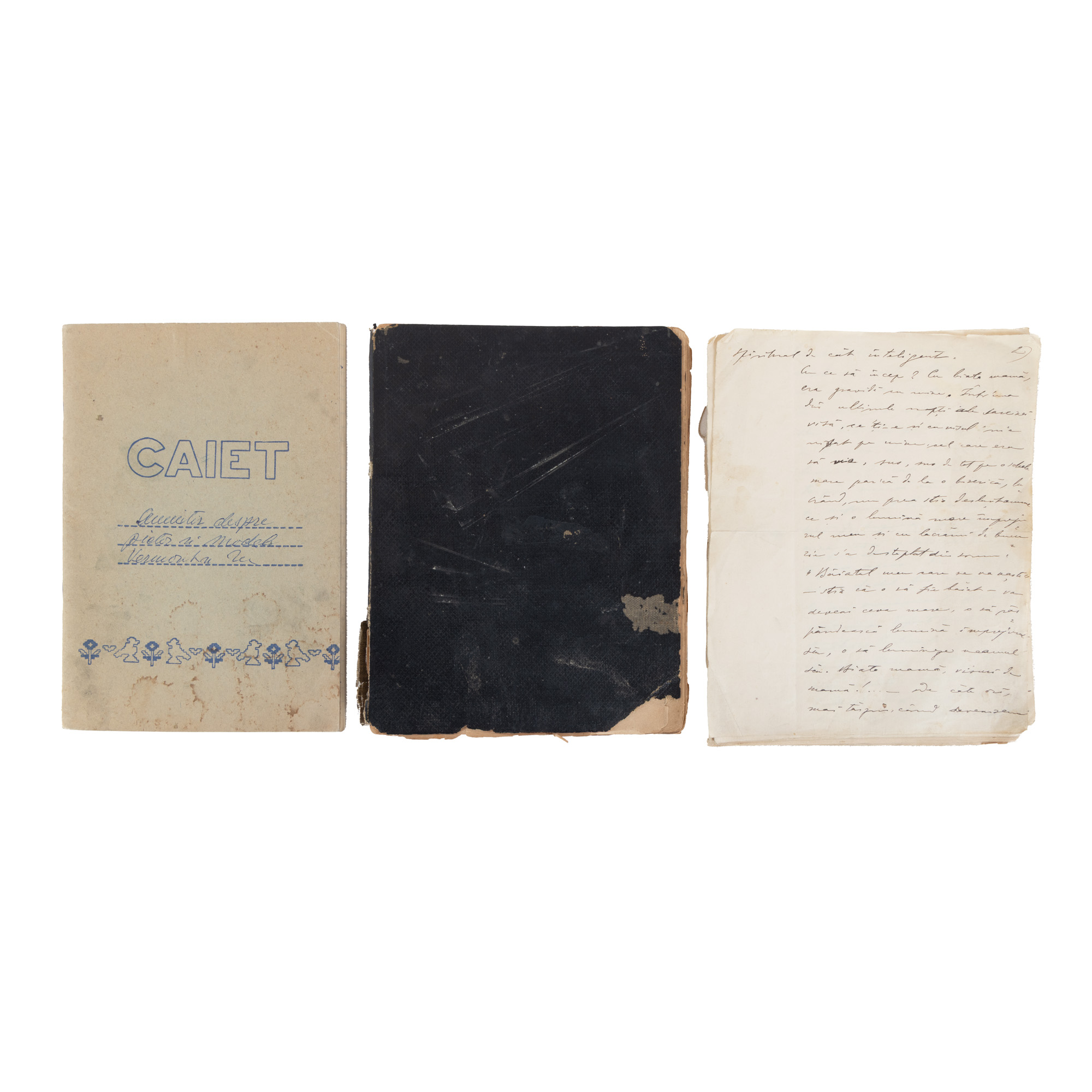 Lot format din trei caiete, două cu însemnări și schițe ale pictorului Nicolae Vermont, al treilea cu însemnări memorialistice ale cumnatei sale, Iosefina Stănescu