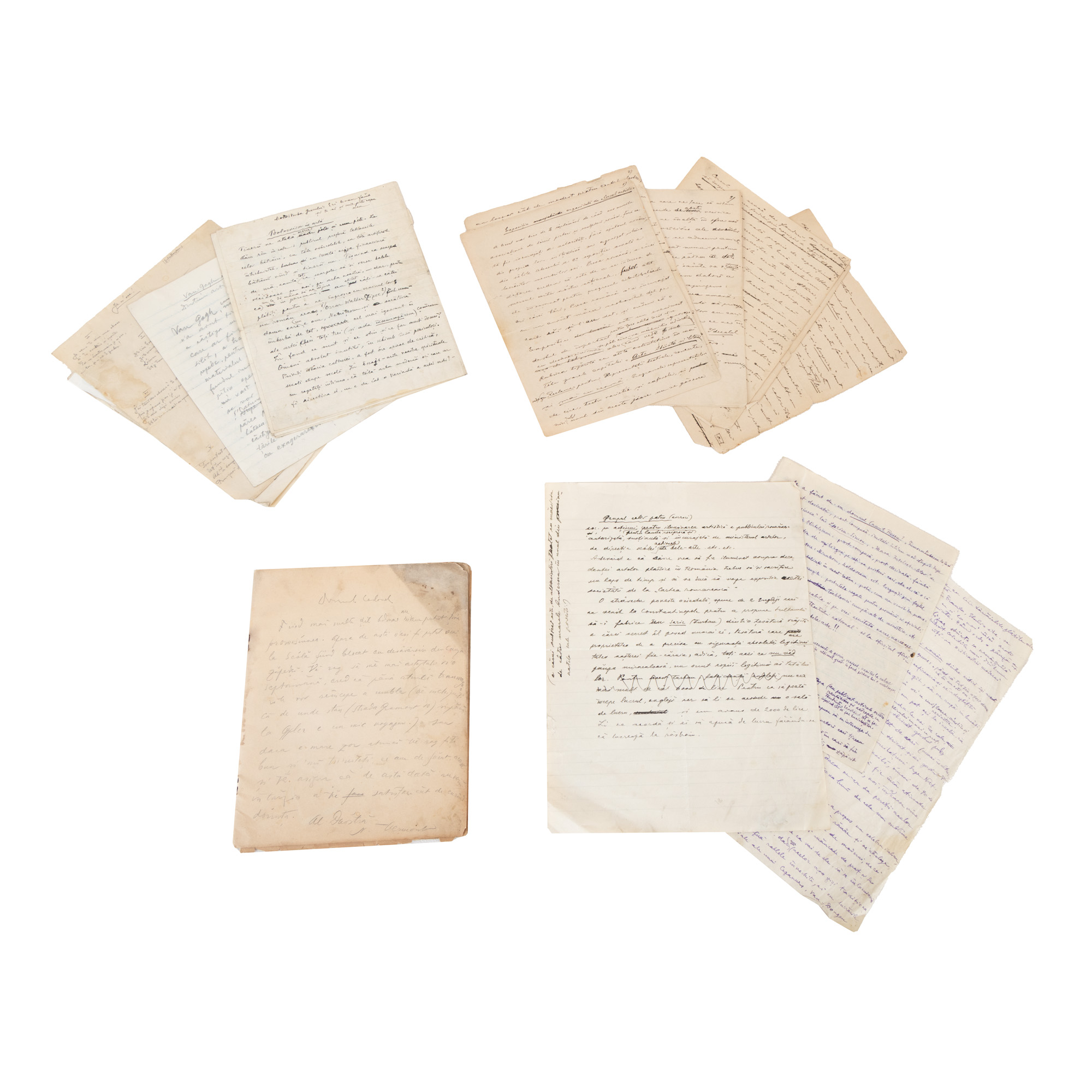 Lot format din cinci manuscrise și un caiet cu însemnări olografe ale pictorului Nicolae Vermont