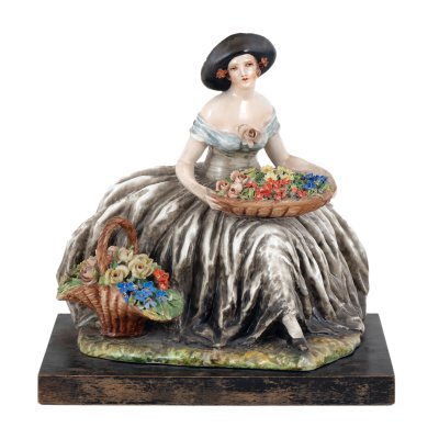 "The Flower Seller" - Capodimonte porcelain statuette, signed by Guido Cacciapuoti, circa 1930