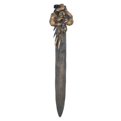 Art Nouveau style paper cutter, decorated with frog and water lily, cca. 1900
