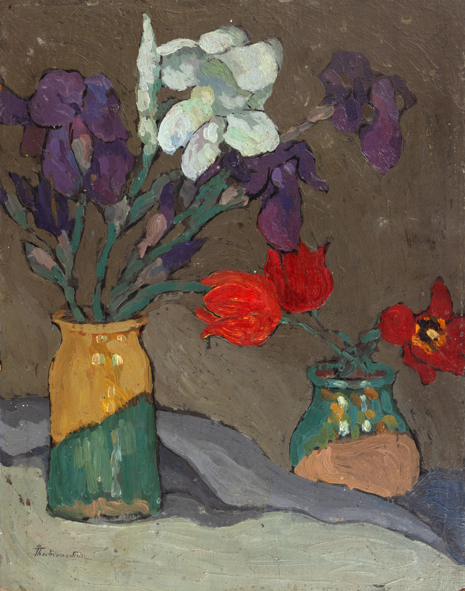 Violets and tulips