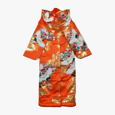 Uchikake Kimono, made from silk with Sagara embroidery, decorated with cranes