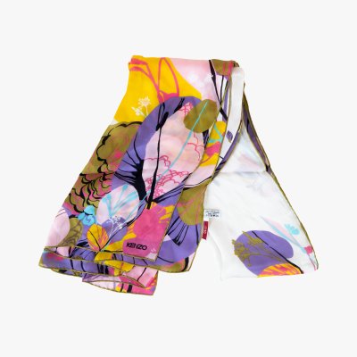 Eșarfă Kenzo din mătase, decorată cu lotuși