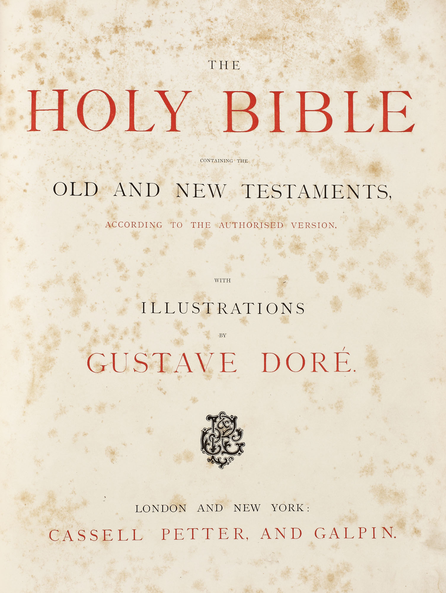 Biblia, cu ilustrații de Gustave Doré, New York, 1868, cu legătură de lux de sec. XIX, 2 volume