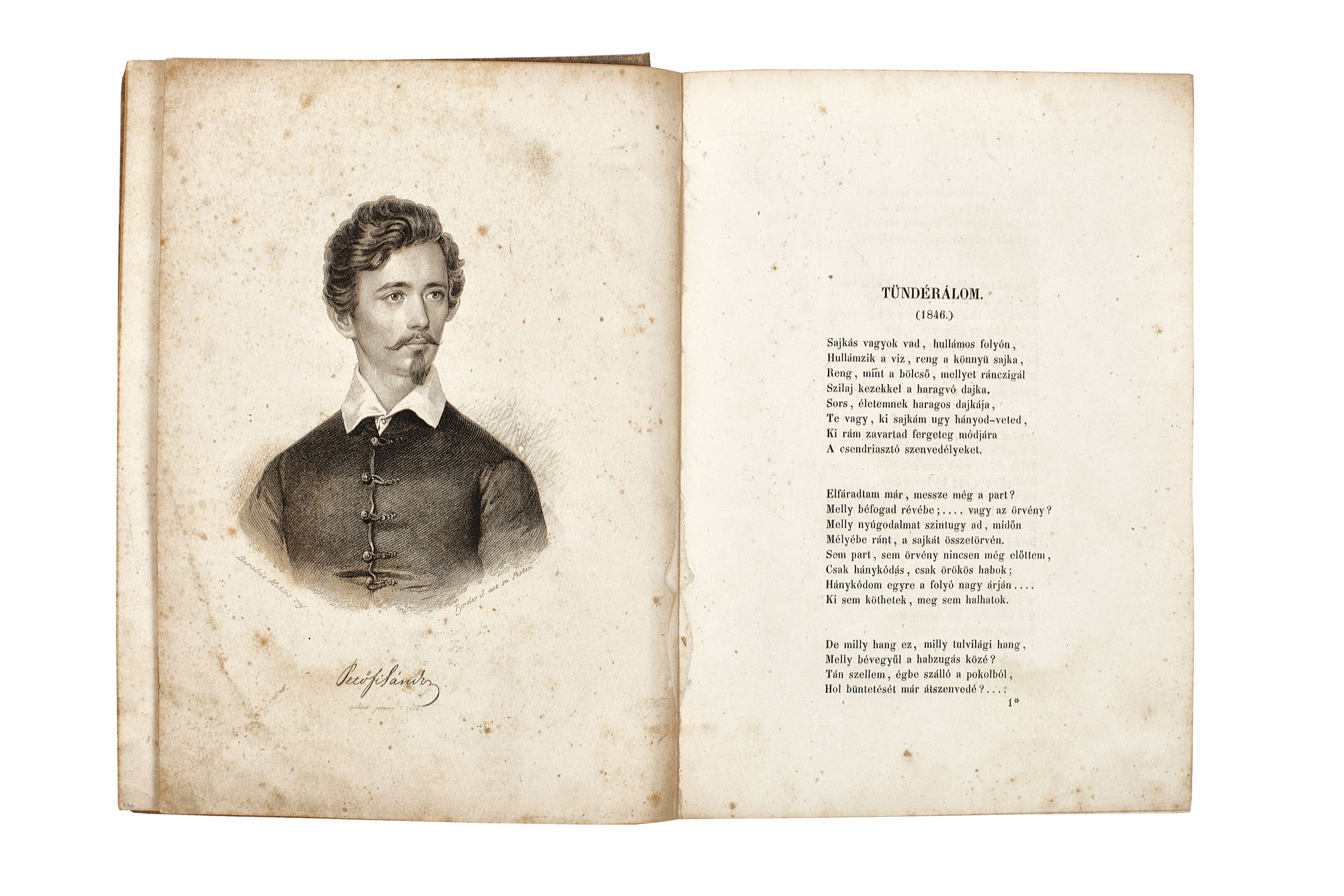 "Opere complete", de Petőfi Sándor, Budapesta, 1847, provine din colecţia lui Sándor Teleki şi poartă semnătura olografă a acestuia