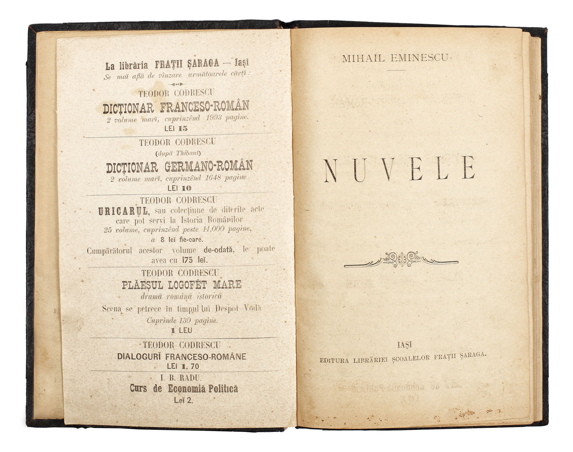 "Nuvele", de Mihai Eminescu, Iaşi, 1890 