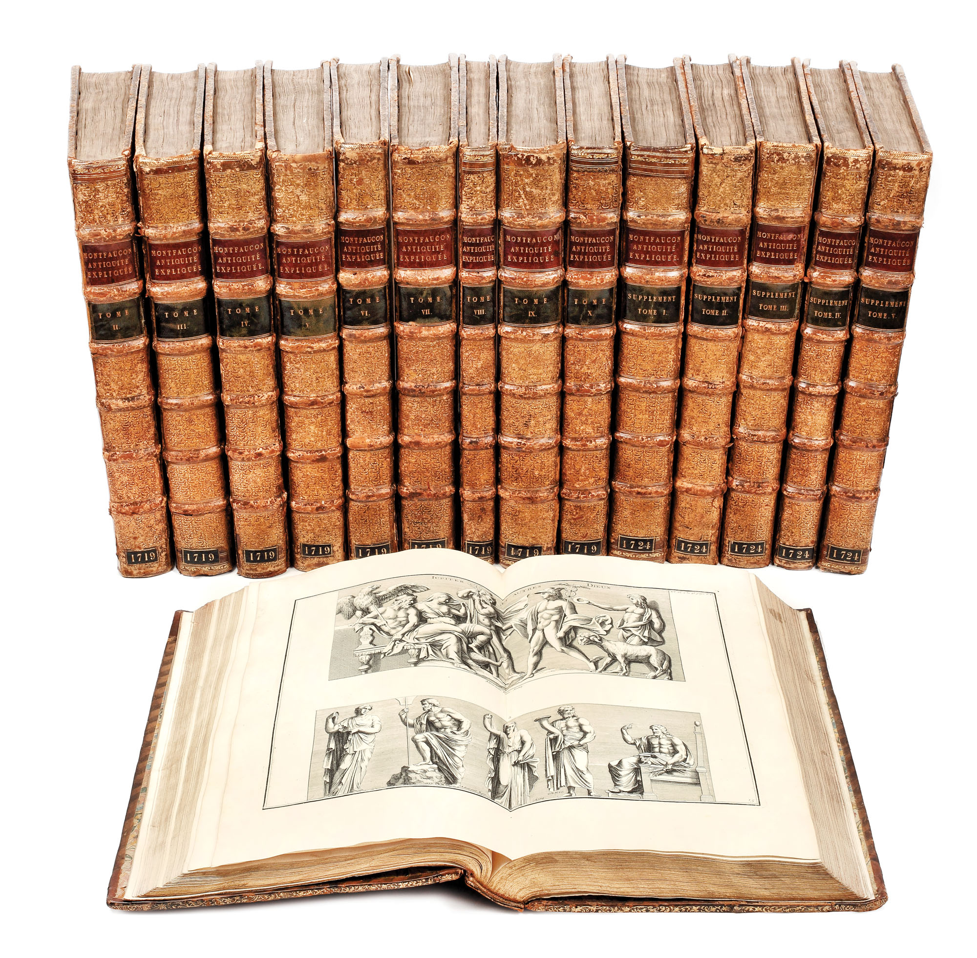 "Antichitatea explicată şi ilustrată", de Bernard de Montfaucon, Paris, 1719-1724, 10 volume şi 5 suplimente, cuprind 1387 de gravuri de epocă