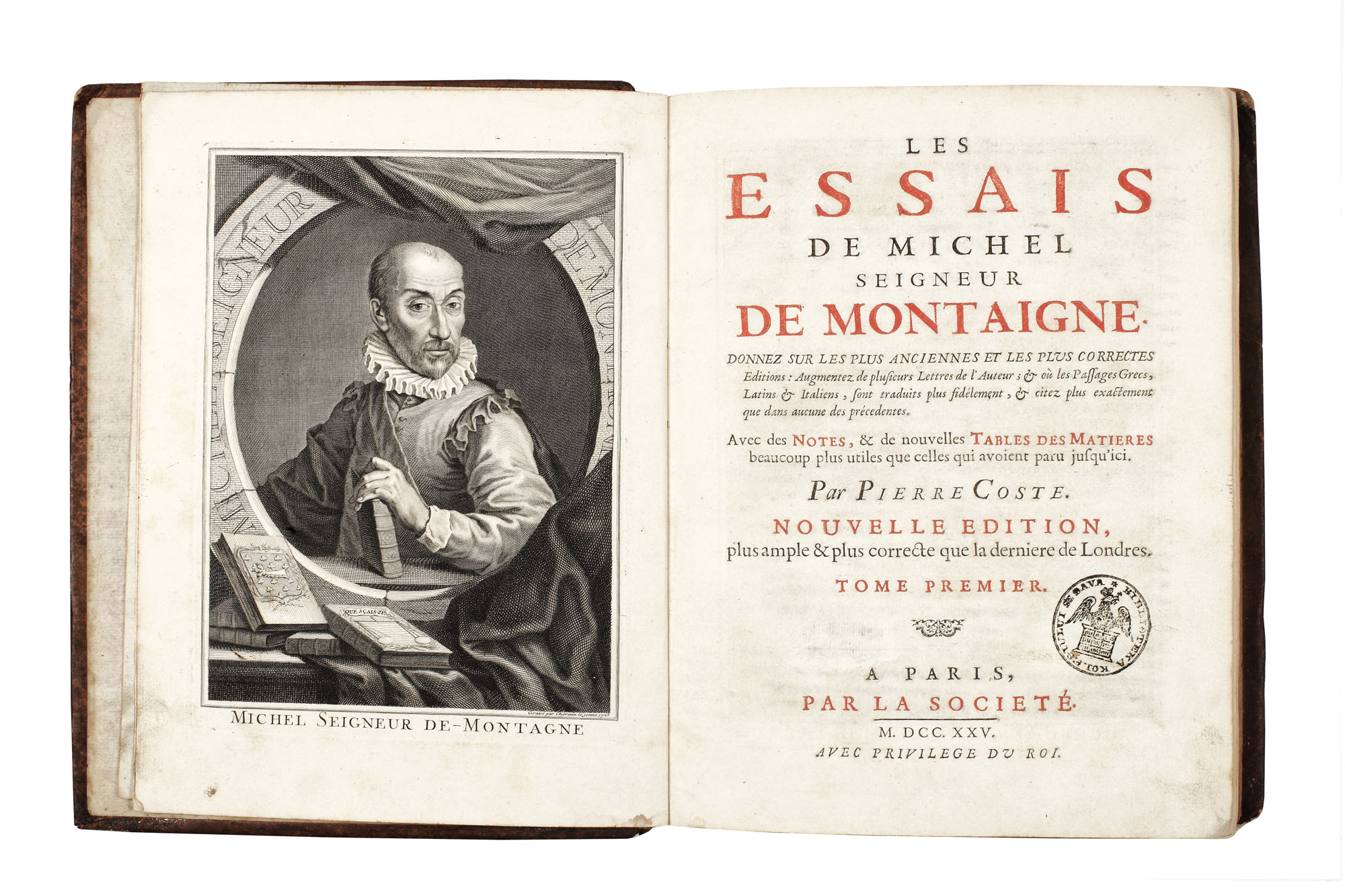 "Eseuri de Segnior de Montaigne", Paris, 1725, 3 volume