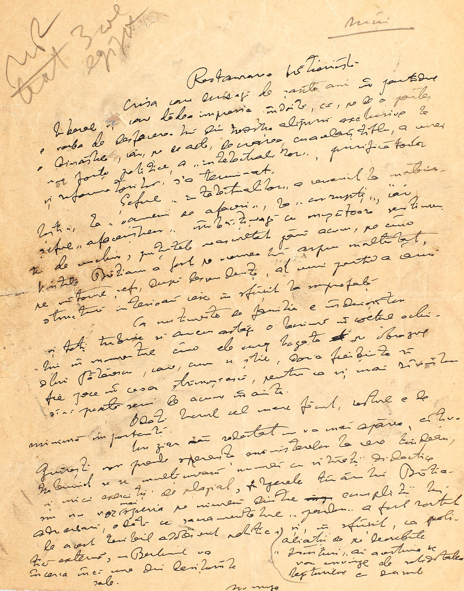 Manuscris Nicolae Iorga, semnat olograf 