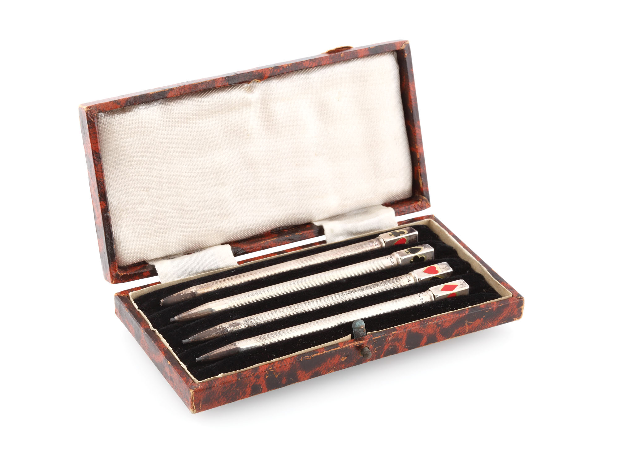 Set de patru creioane mecanice, din argint, pentru bridge