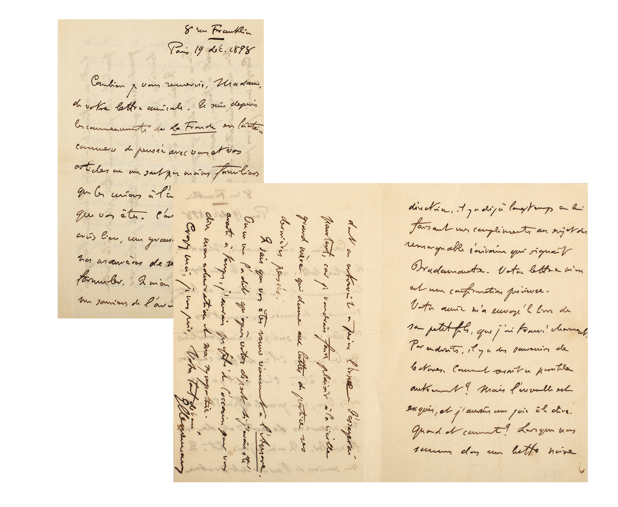 Scrisoare a politicianului francez Georges Clemenceau, cu semnătura acestuia