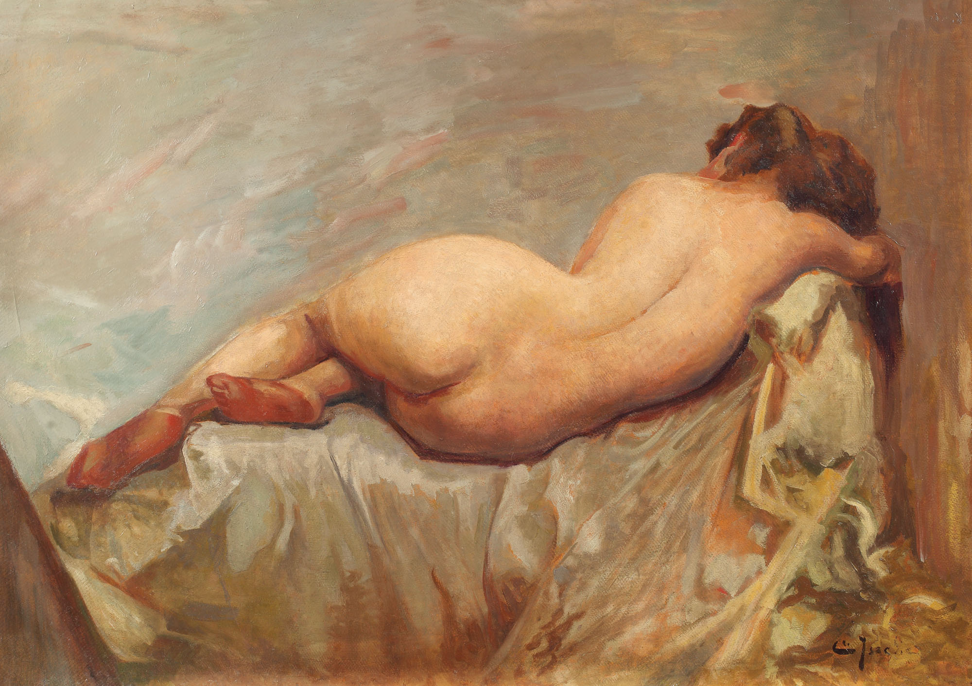 Nud pe sofa