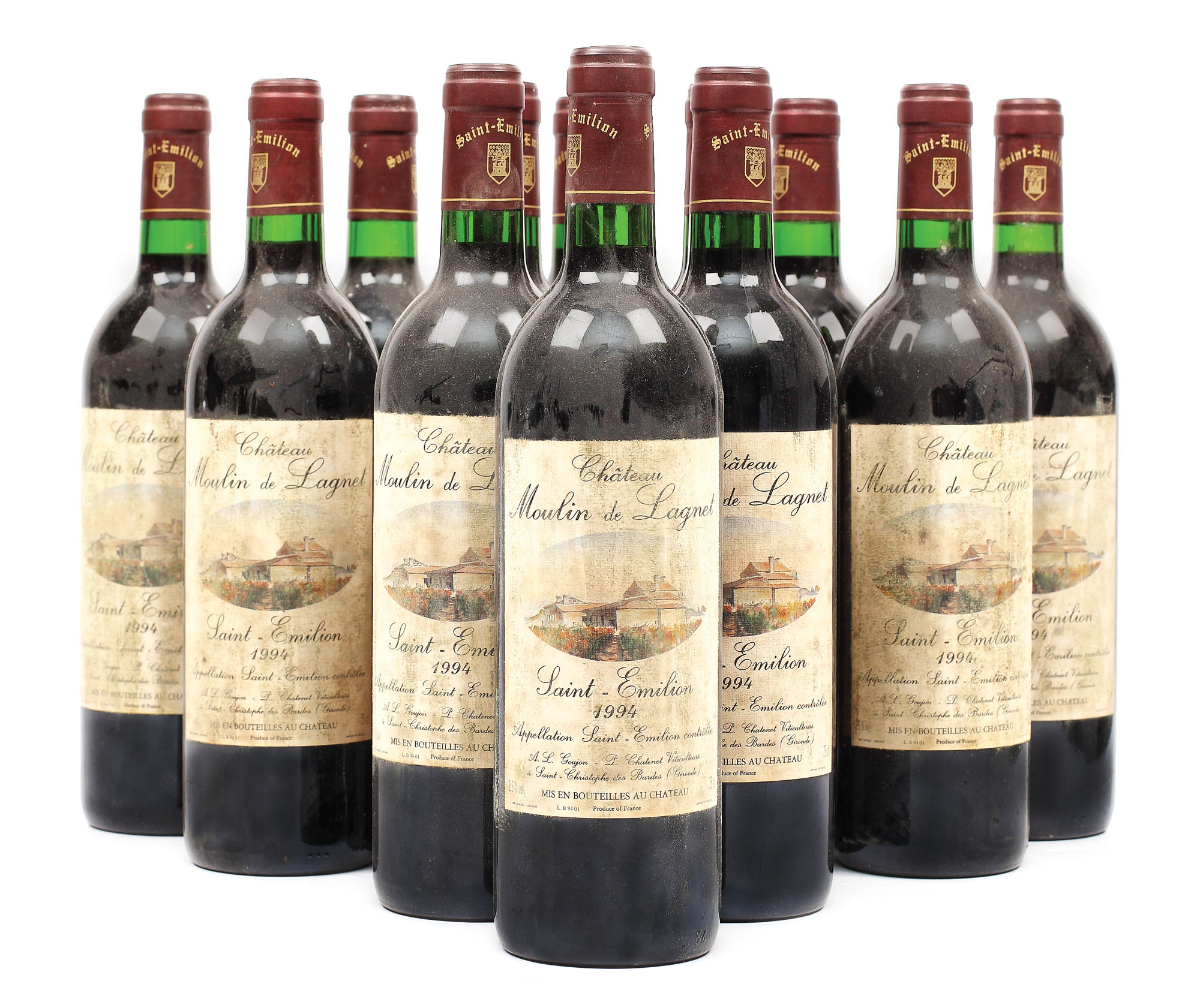 Lot 12 sticle Saint-Émilion Château Moulin de Lagnet, 1994, 75 cl