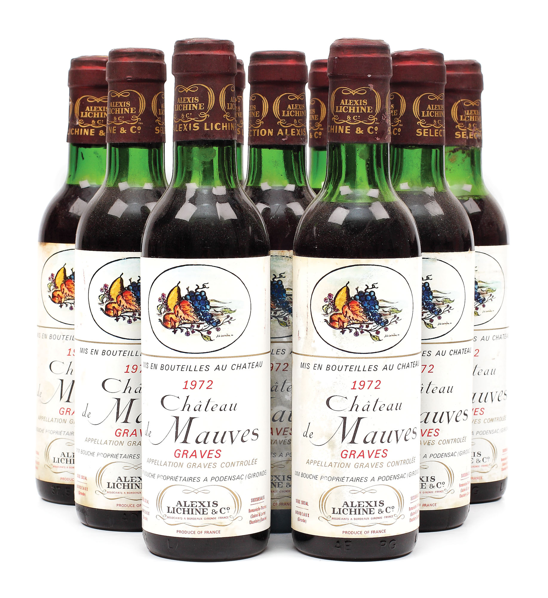 Lot 9 sticle de Graves Château de Mauves, 1972, 50 cl