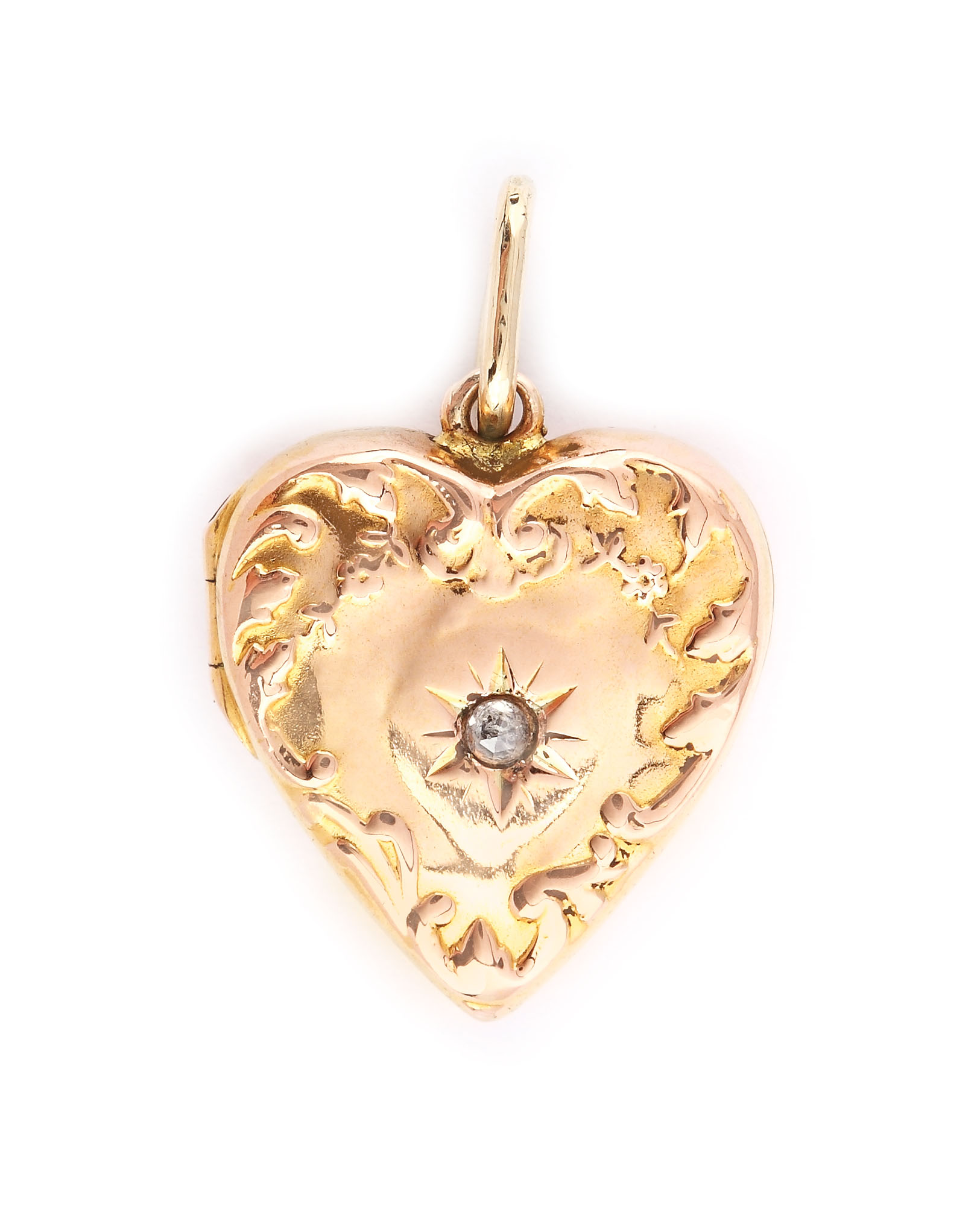 Medalion-casetă în formă de inimă, din aur, decorat cu diamant, cca. 1880-1900