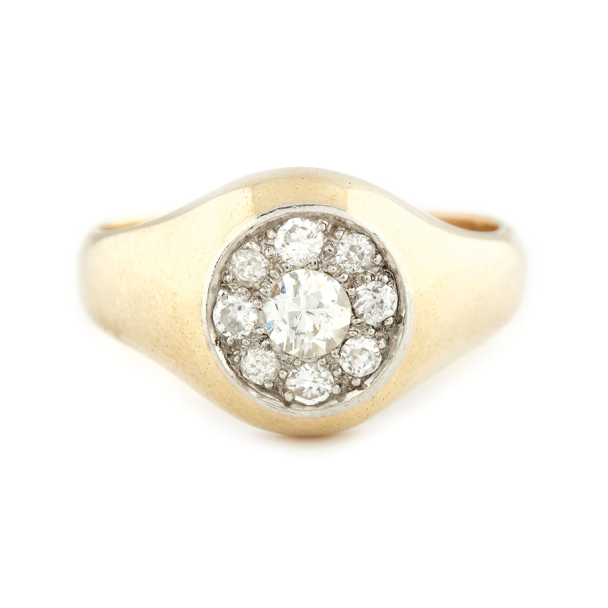 Elegant inel din aur, decorat cu 9 diamante 