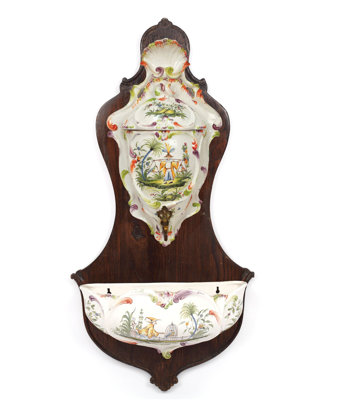 Acvamanila cu bazin în manieră Rocaille, cu decor chinoiserie, cca. 1920