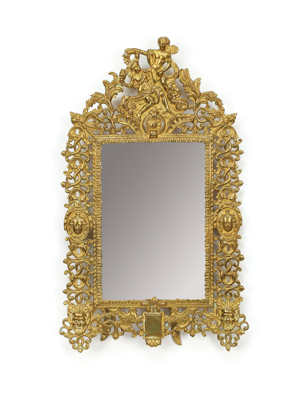 Ramă din bronz, pentru oglindă, amplu decorată 