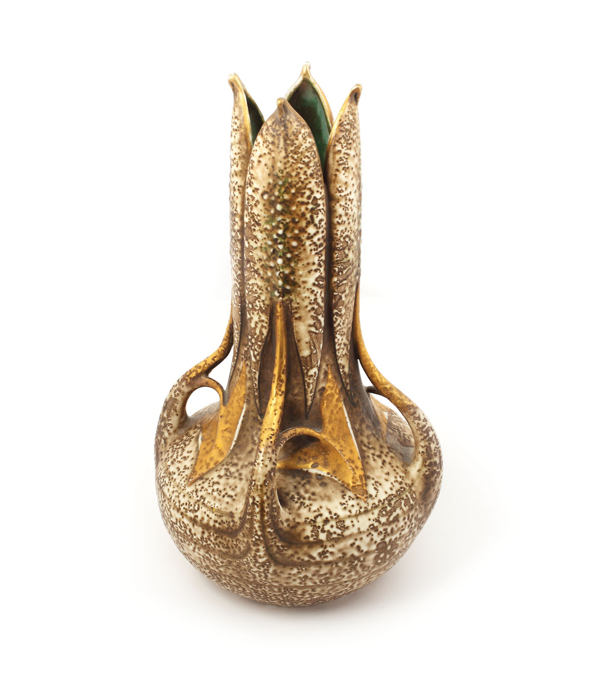 Frumos vas Ernst Wahliss, pictat cu aur, designer Paul Dachsel, cca. 1920