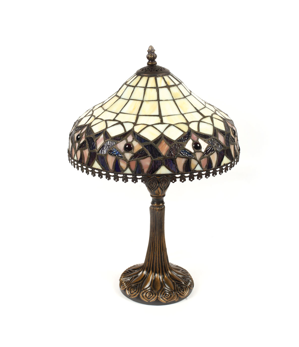 Lampă de birou, realizată în manieră Tiffany