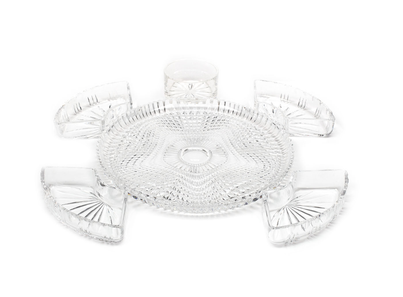 Centru de masă, din cristal bohemian, pentru alune, prima jumătate a sec. XX