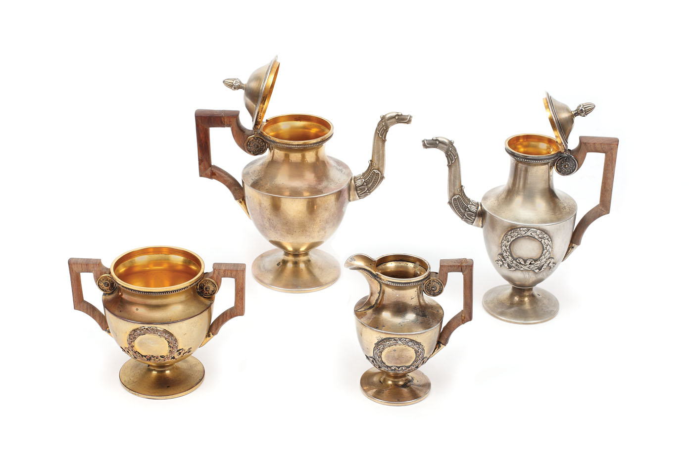 Set tête-à-tête, pentru cafea sau ceai, din argint