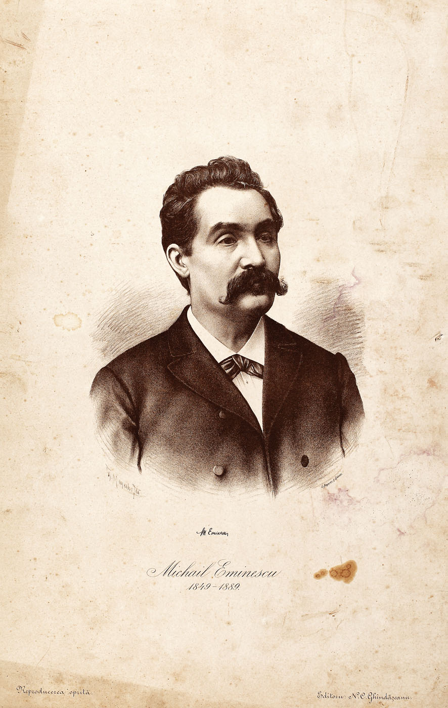 Litografie reprezentându-l pe Mihai Eminescu, realizată de artistul vienez Theodor Mayerhofer după ultimul portret fotografic al poetului, realizat de Jean Bielig în noiembrie 1887 