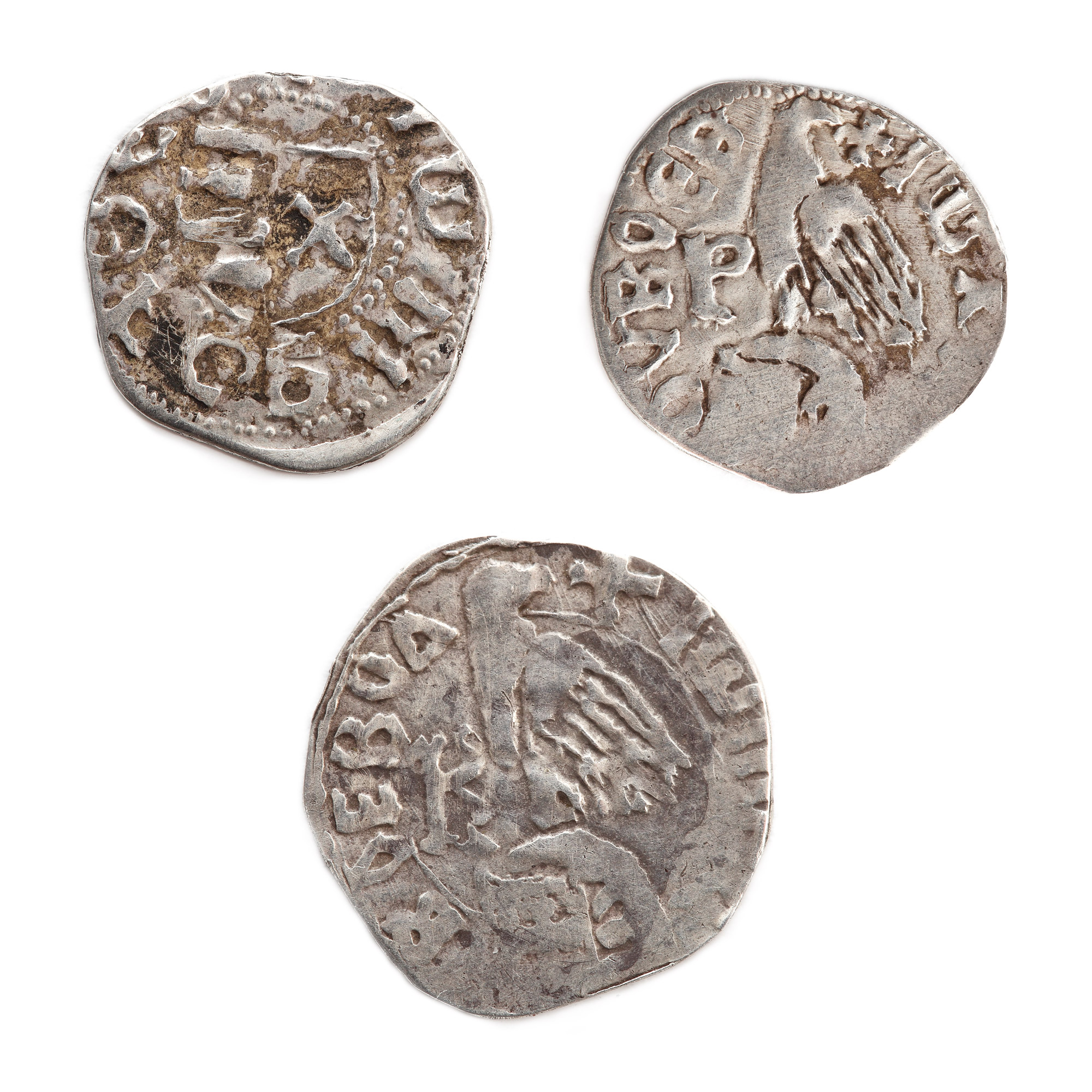 Lot format din 3 monede din argint bătute în timpul domniei lui Mircea cel Bătrân, 1387-1418