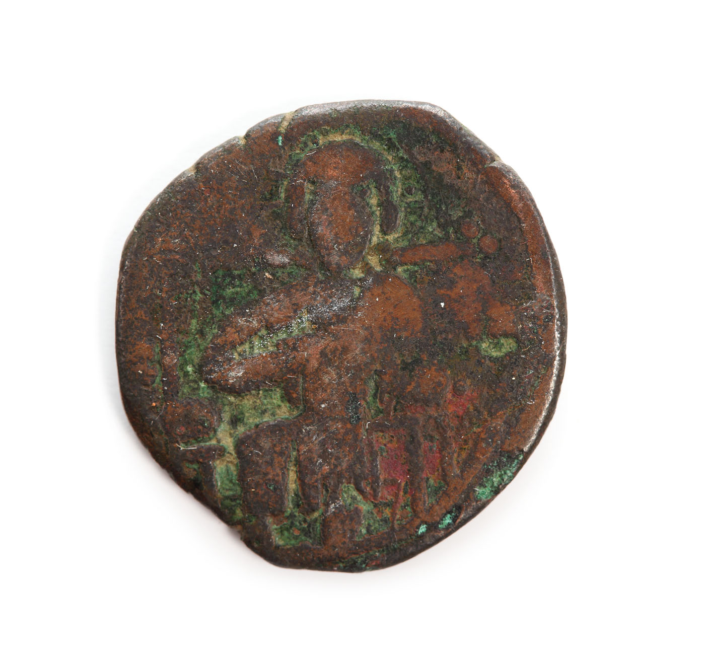 Monedă bizantină, bătută în timpul Împăratului Constantin al IX-lea Monomahul, 1042-1055 d.Hr.