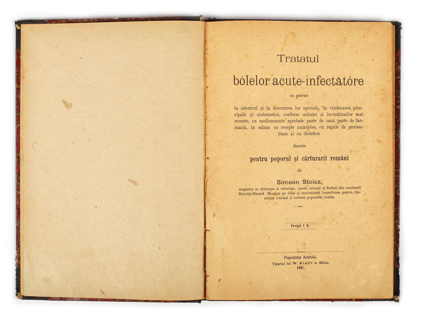"Tratatul bolelor acute-infecătore", de Simeon Stoica, Sibiu, 1881