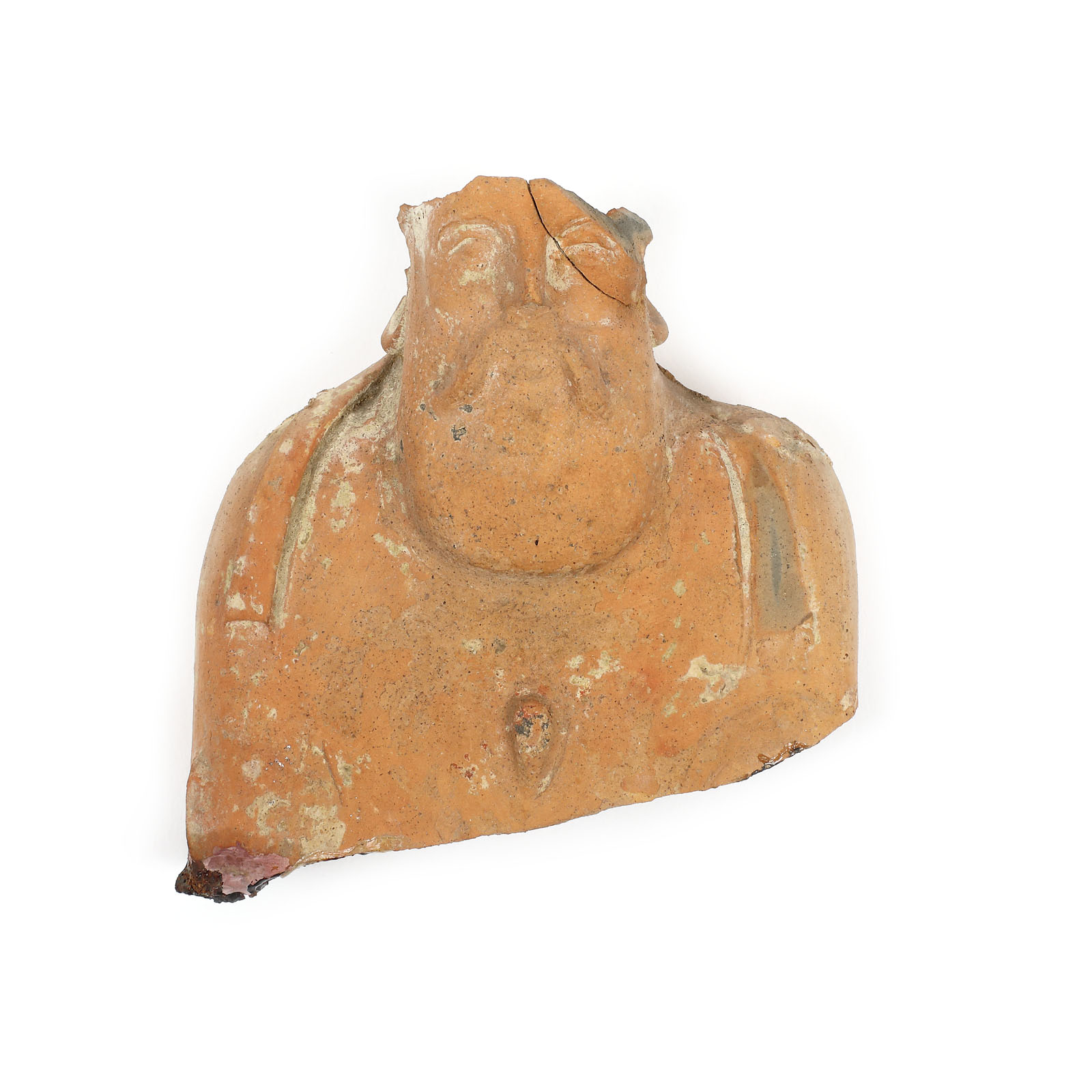 Fragment of a terracotta statuette, a miniature copy of a Hermes type star, Callatis, the Hellenistic period (323-31 BCE), from the collection of dr. Horia Slobozianu