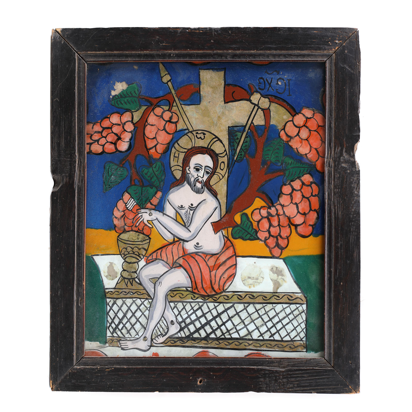 Icon on glass, "Jesus and Vine", Transylvanian School, the end of the 19th century, from the collection of dr. Horia Slobozianu