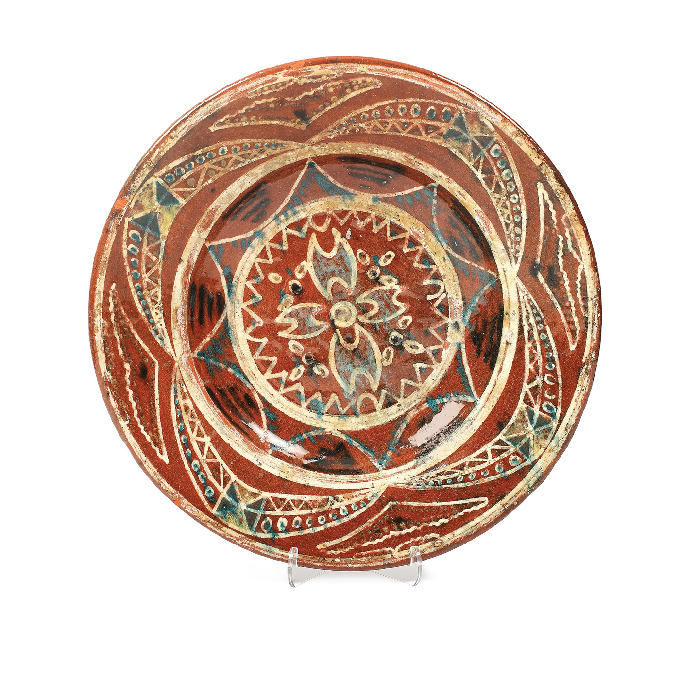 Farfurie decorativă din ceramică, semnată la bază "I Marinescu"