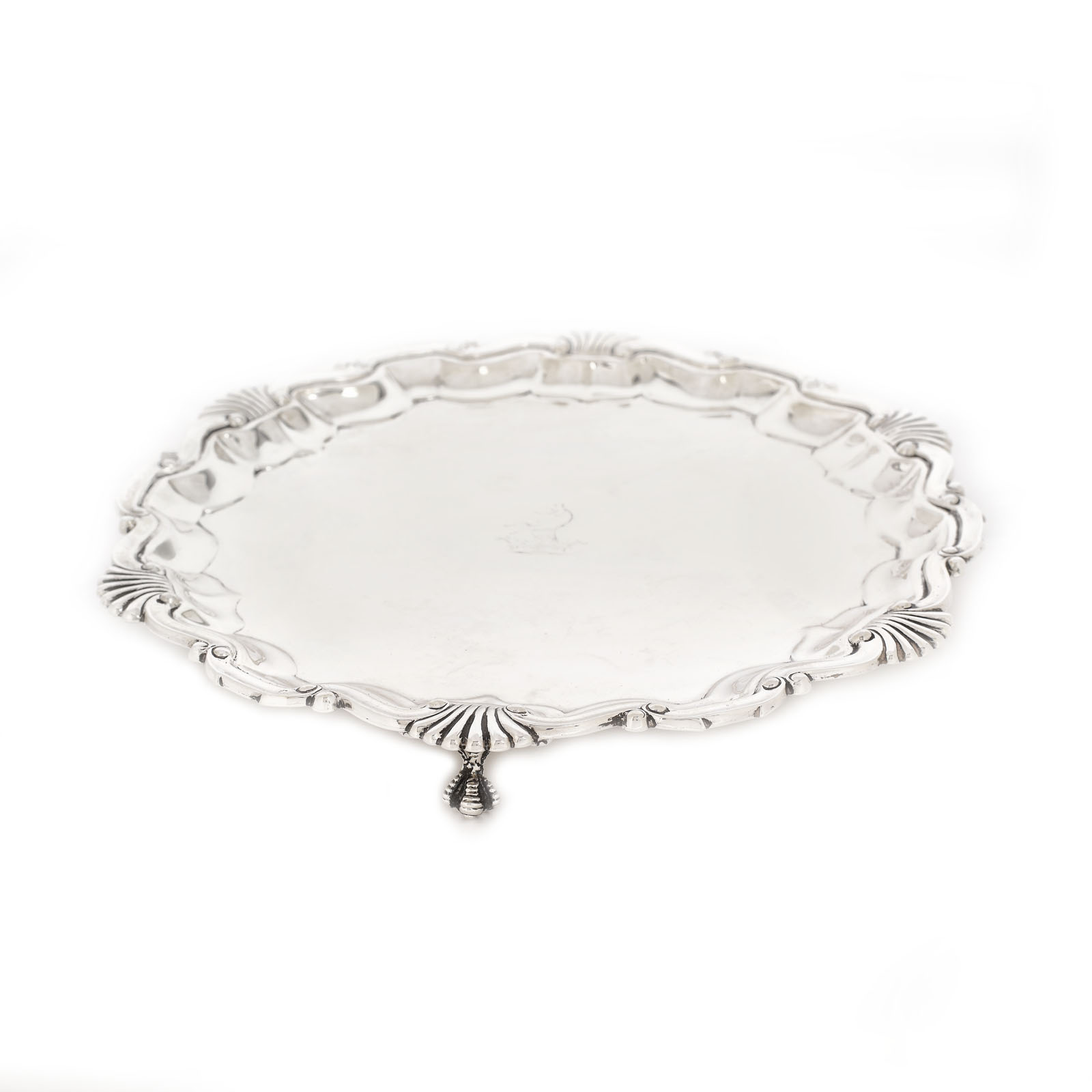 Silver tray with a Rococo Revival inspired border, 1923
