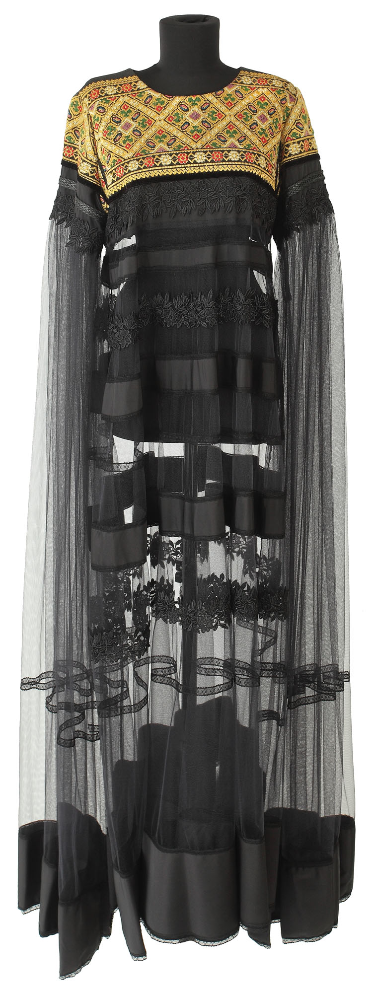 Rochie din voal negru cu broderie -  colecţia "Zestrea" by Liliana Ţuroiu