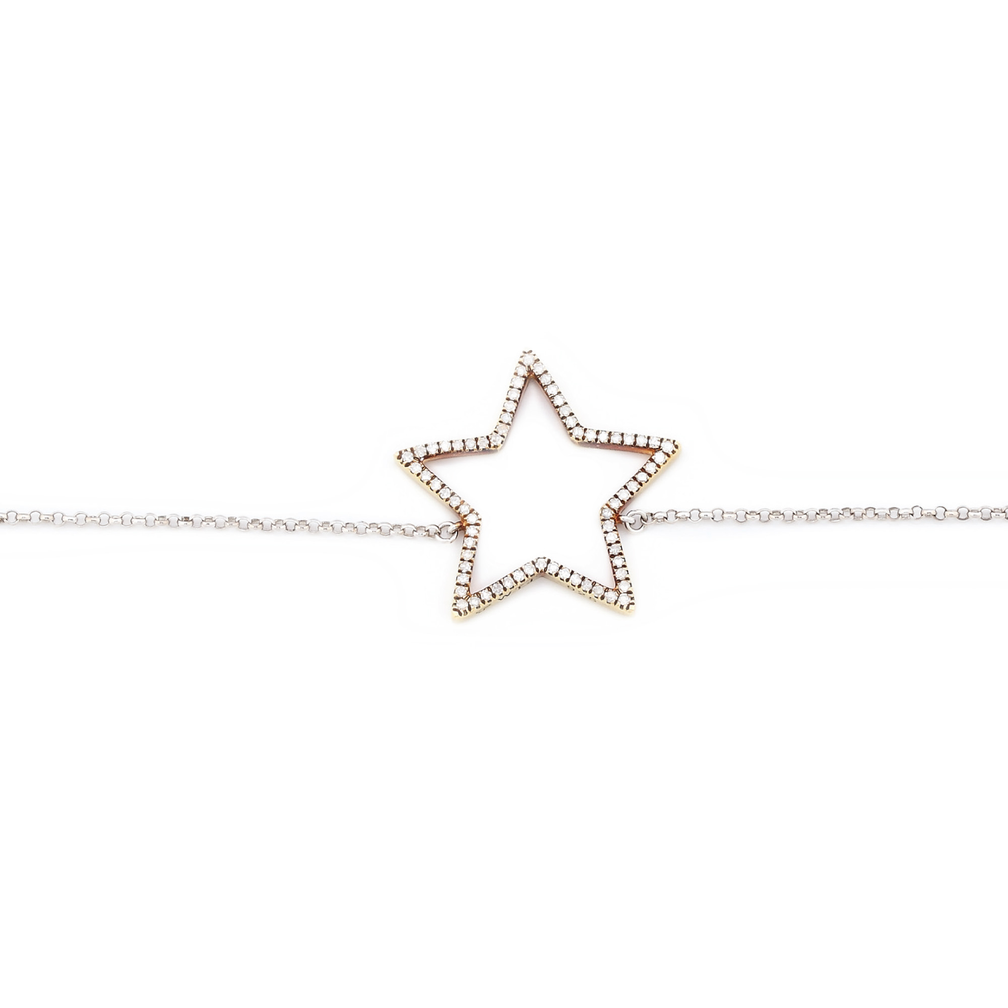 Delicată brățară, decorată cu stea pavată cu diamante 