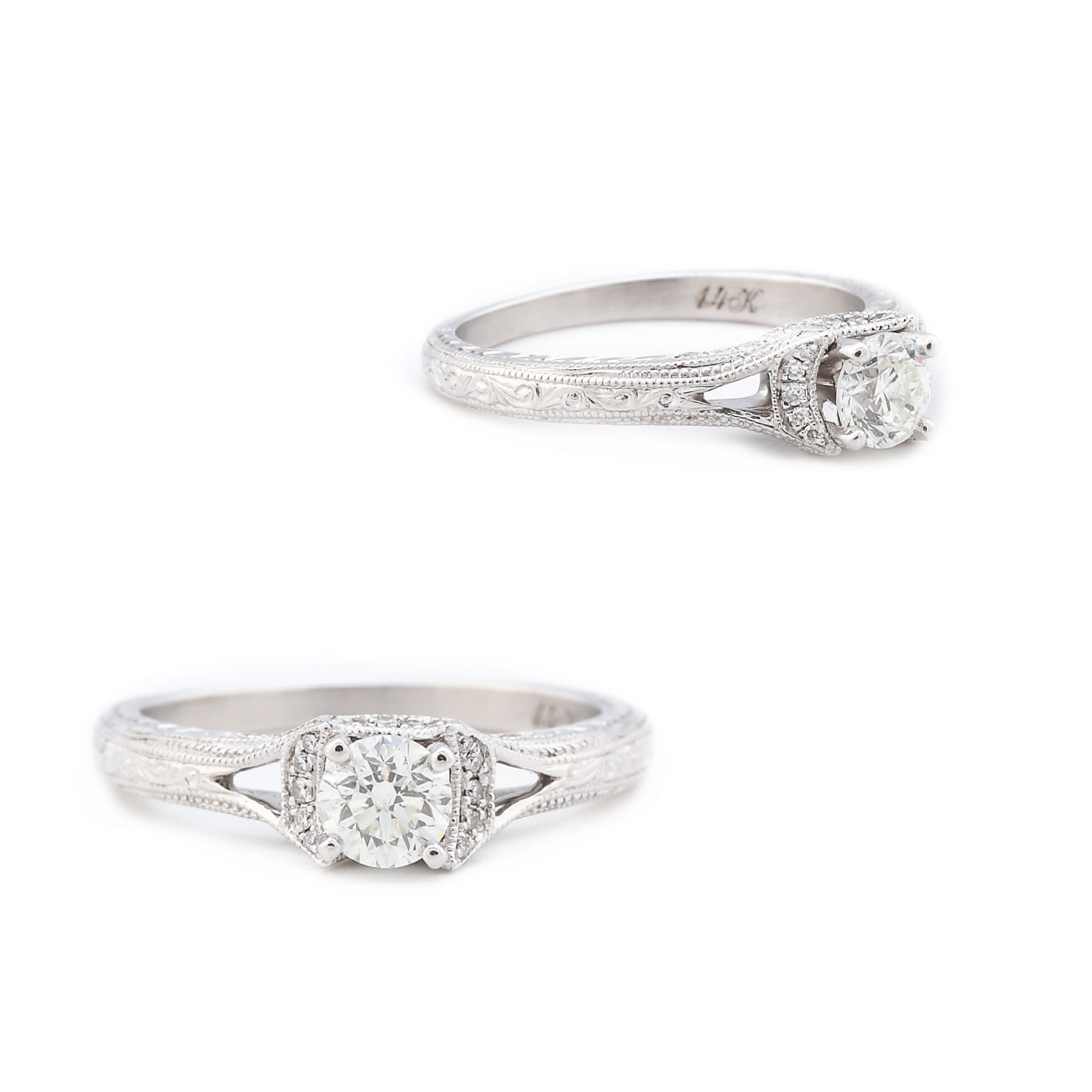 Elegant inel din aur alb, decorat cu diamante