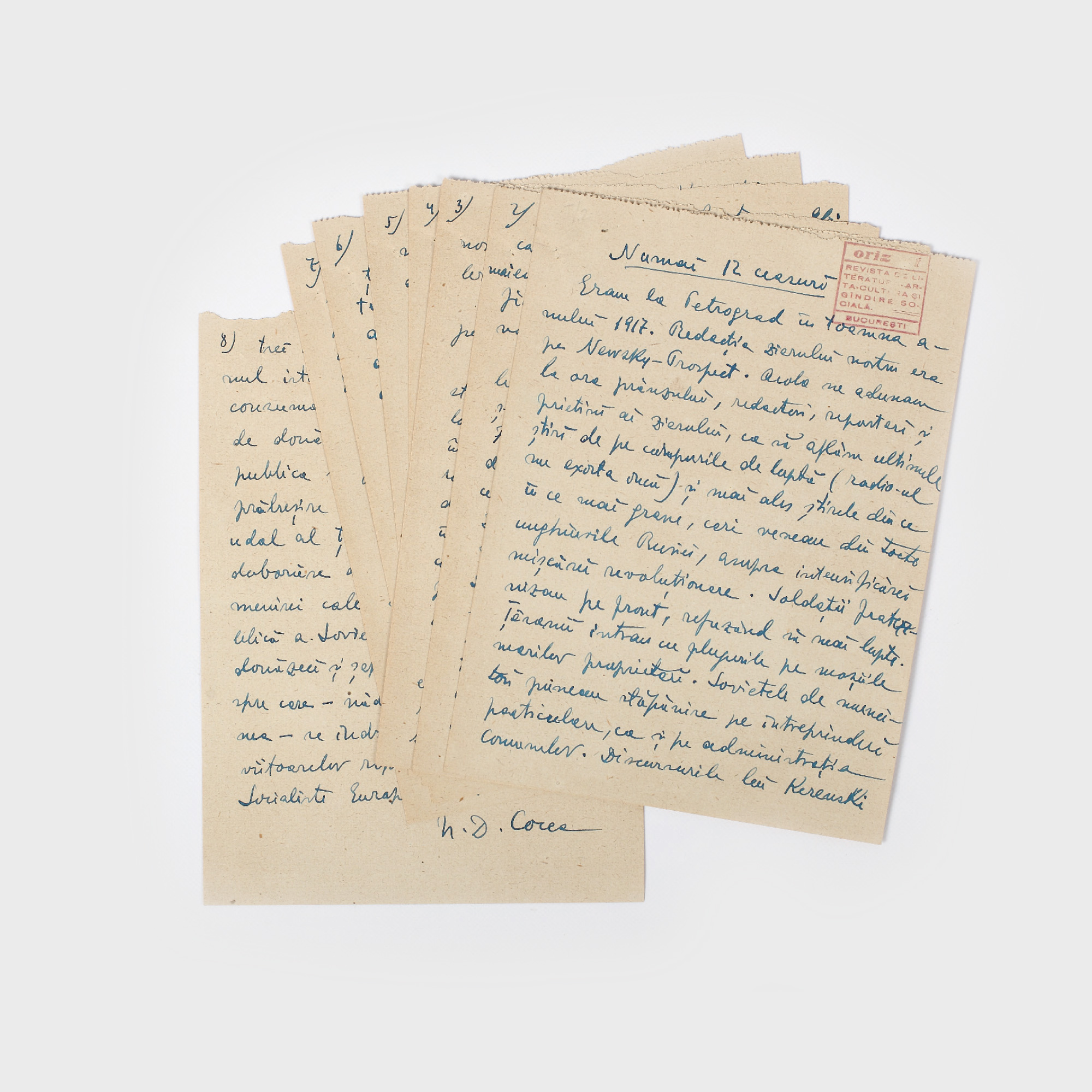 Manuscris "Numai 12 Ceasuri", de N.D. Cocea, provine din colecţia Saşa Pană