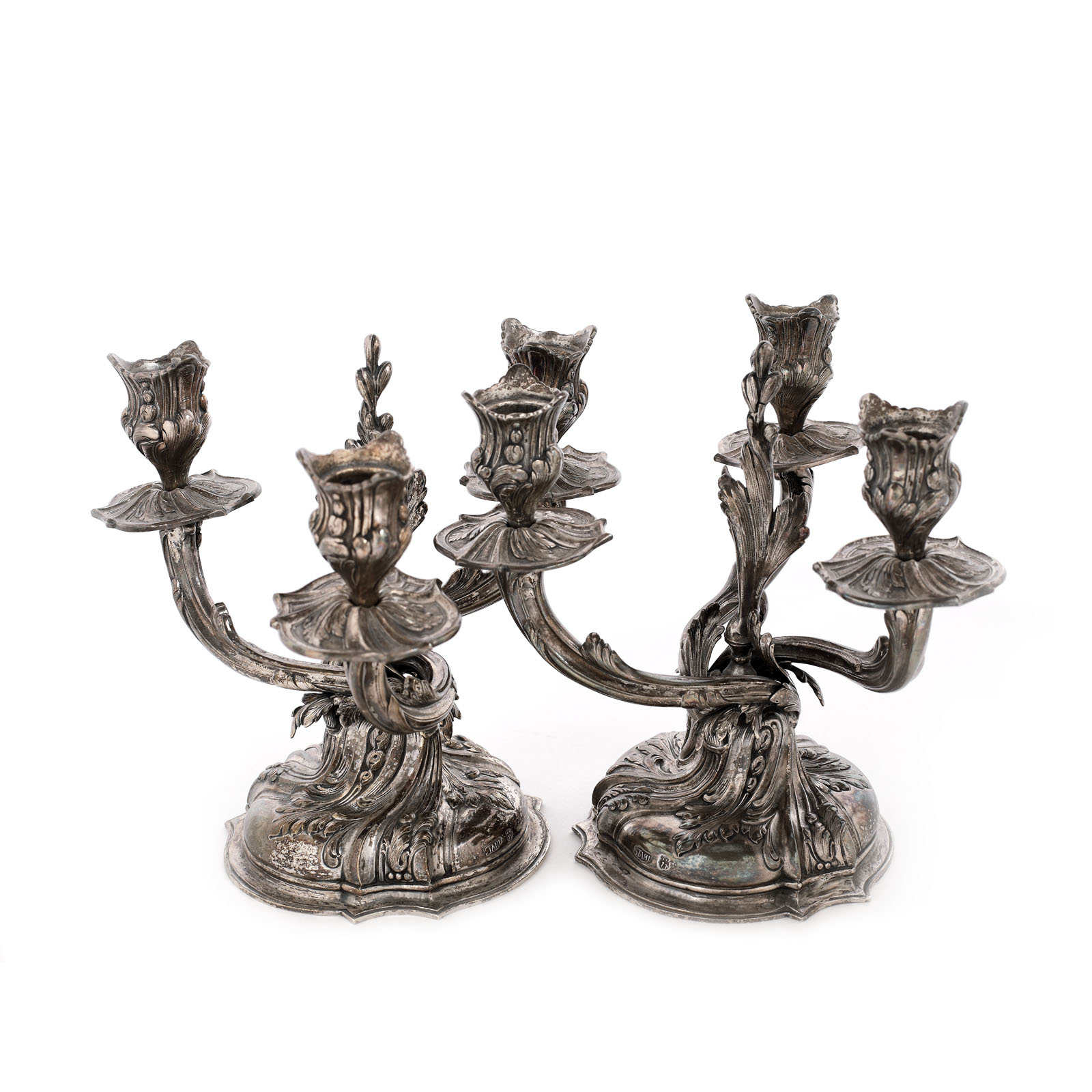 Pair of silver candlesticks made by Jean Gottfried Stahl, approx. 1750