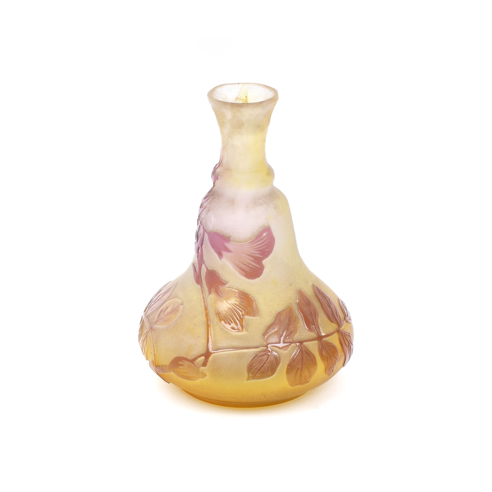 Gallé one-flower item, in yellow-violet colours, approx. 1920-1930
