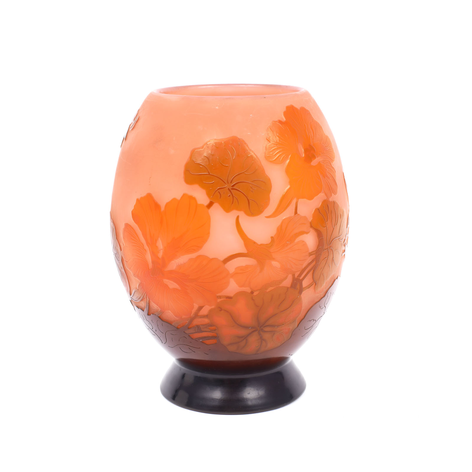 Gallé vessel, decorated with orange geraniums, approx. 1910