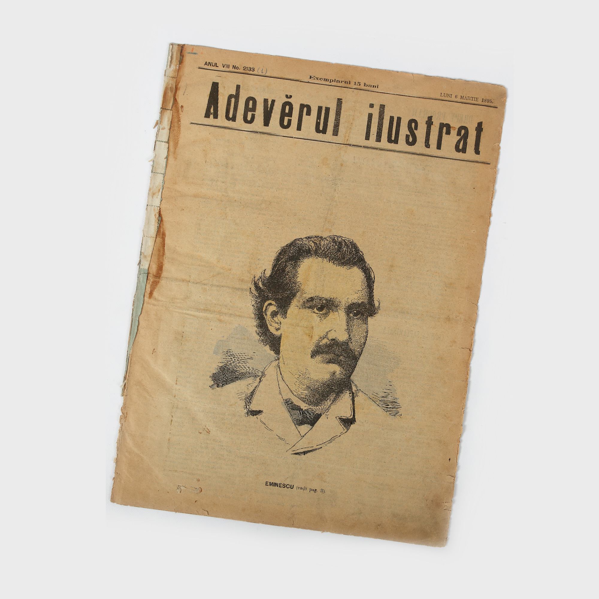 Număr al gazetei "Adevărul ilustrat", anul VIII, nr. 2133, având pe prima pagină potretul lui Mihai Eminescu, 6 martie 1895