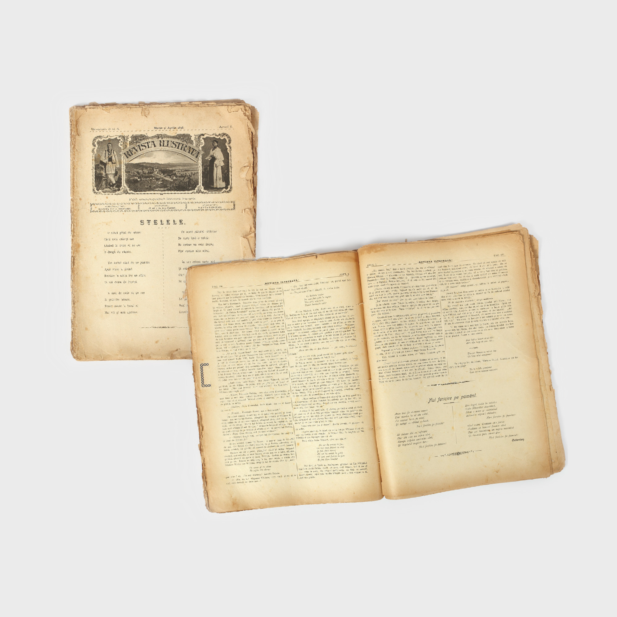 Colegat ”Revista Ilustrată”, Anul I și II, incluzând prima poezie publicată și semnată a lui Octavian Goga