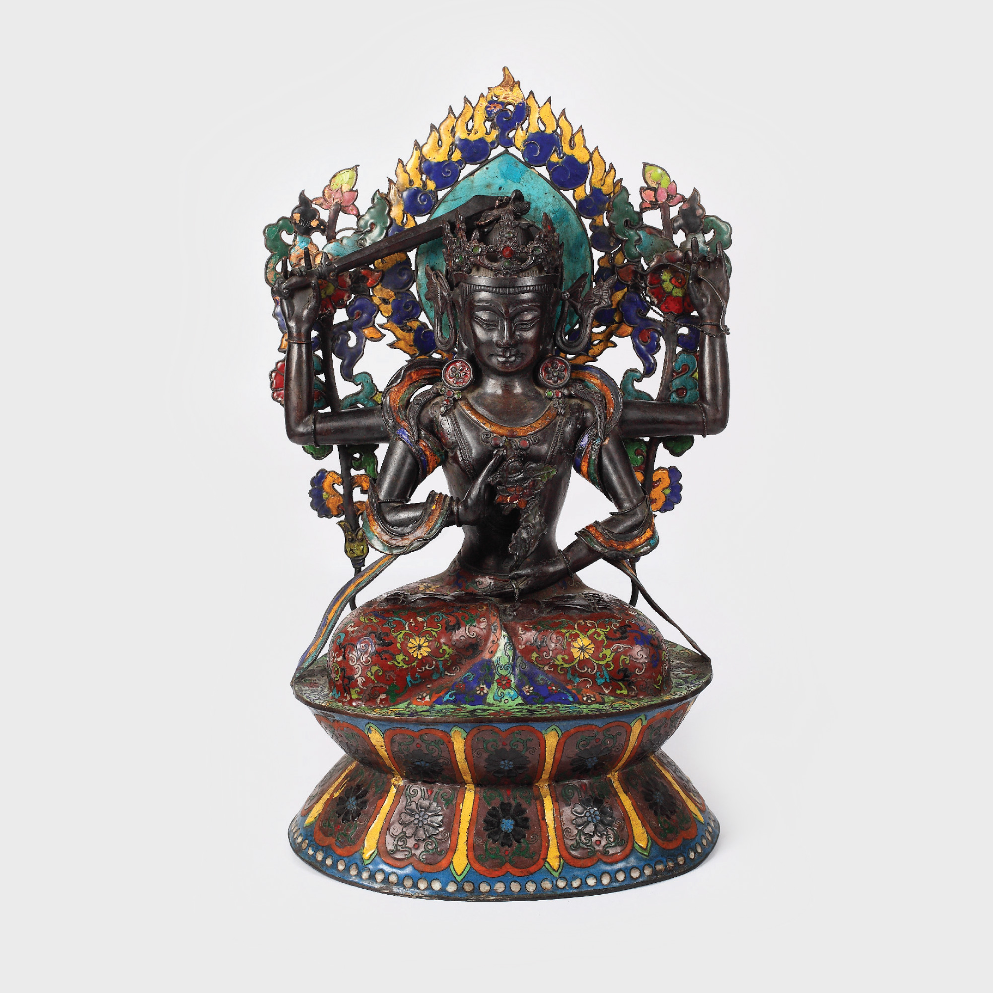 Deosebită reprezentare a lui Bodhisattva Manjushri, Nepal, sec. XIX