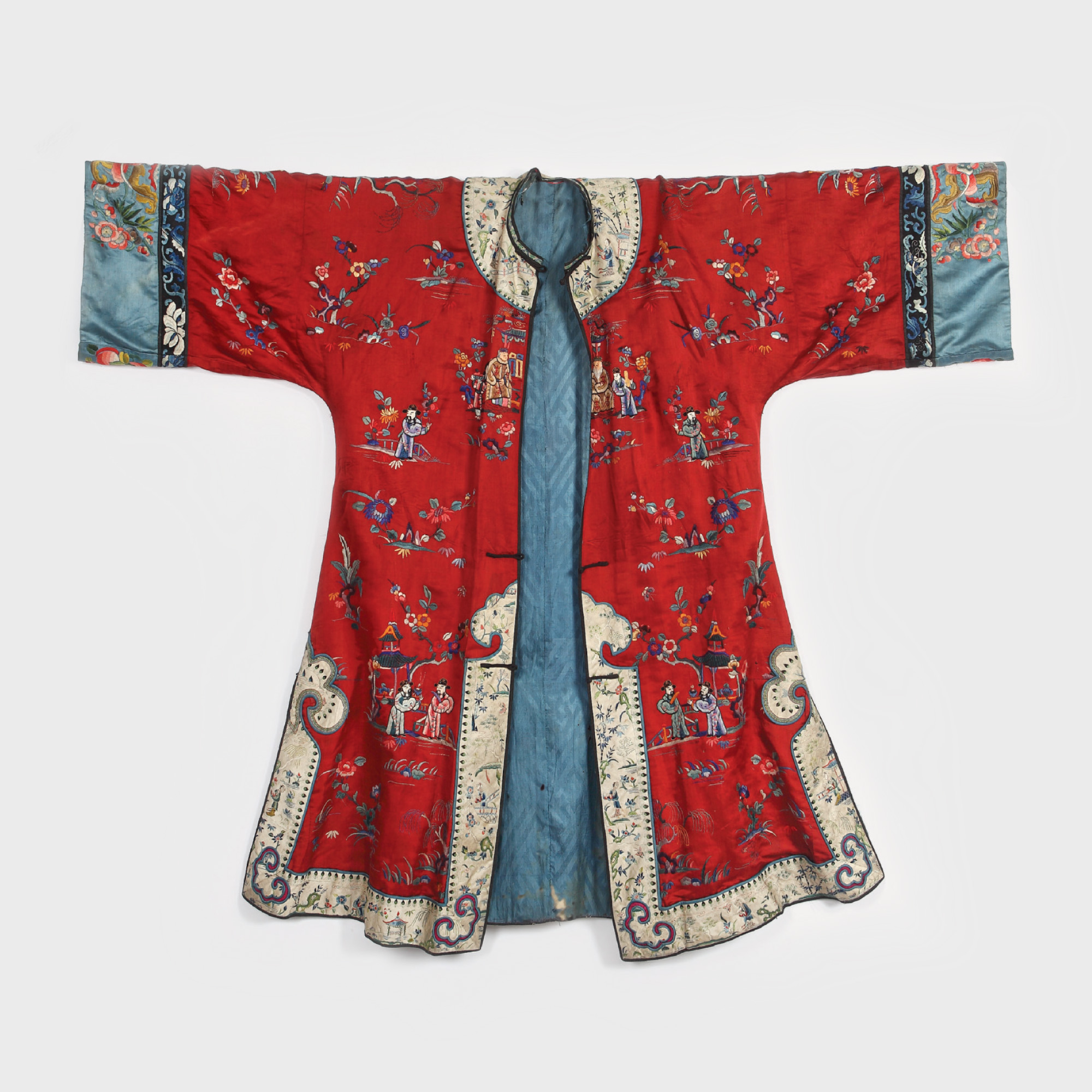 Kimono din mătase, bărbătesc, decorat manual cu scene orientale, sec. XIX