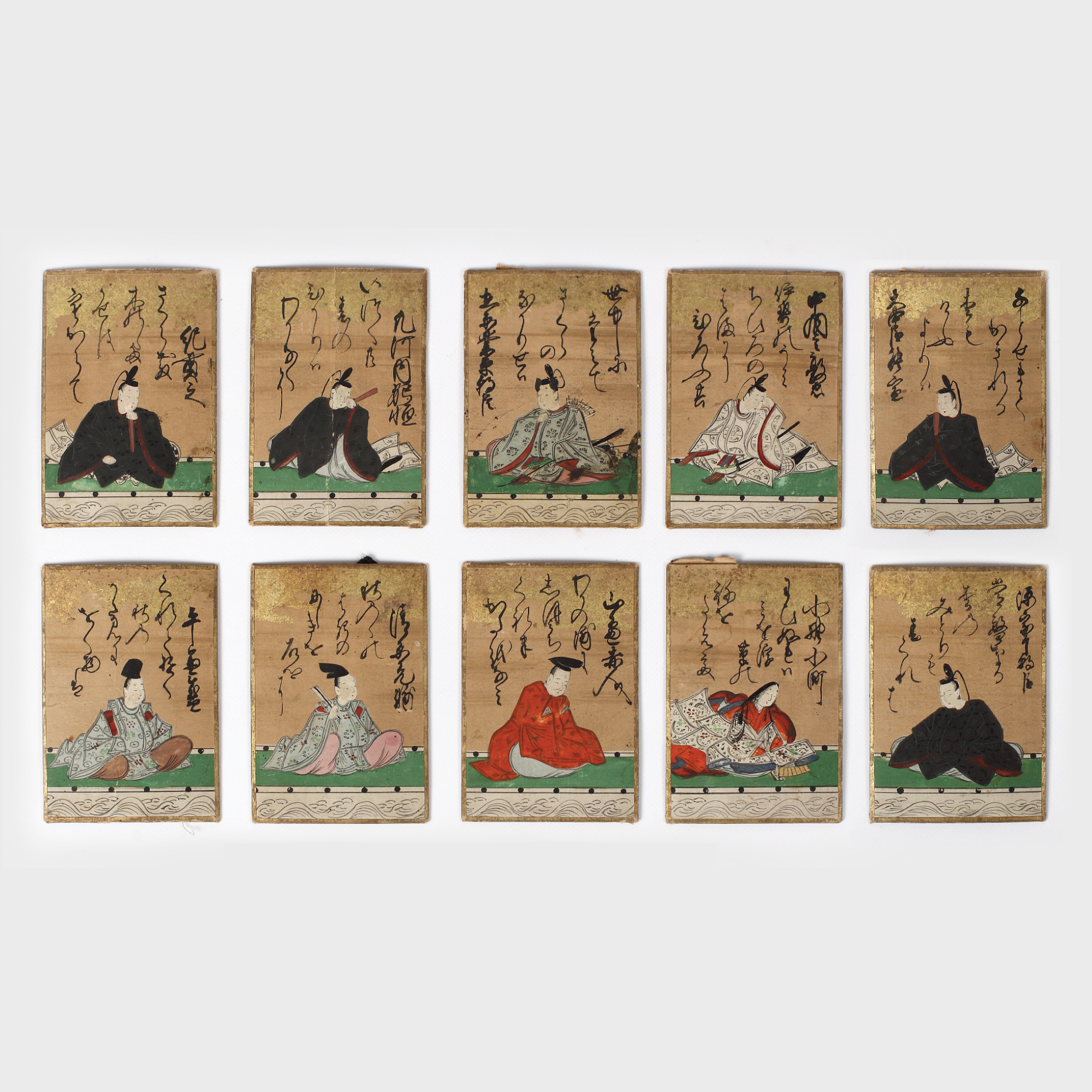 Lot format din 10 cărţi de joc japoneze Karuta, secolul XIX