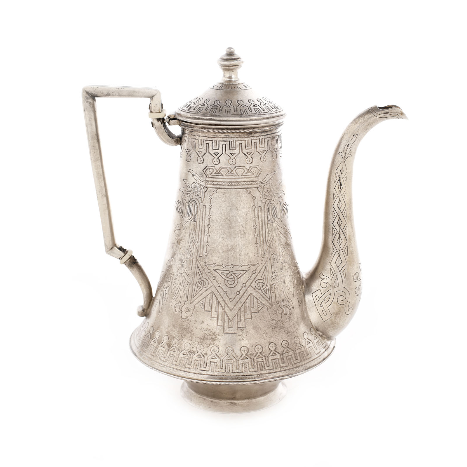 Ceainic din argint, cu ornamentație pan-slavică, meșter Ikonikov C.,1882  