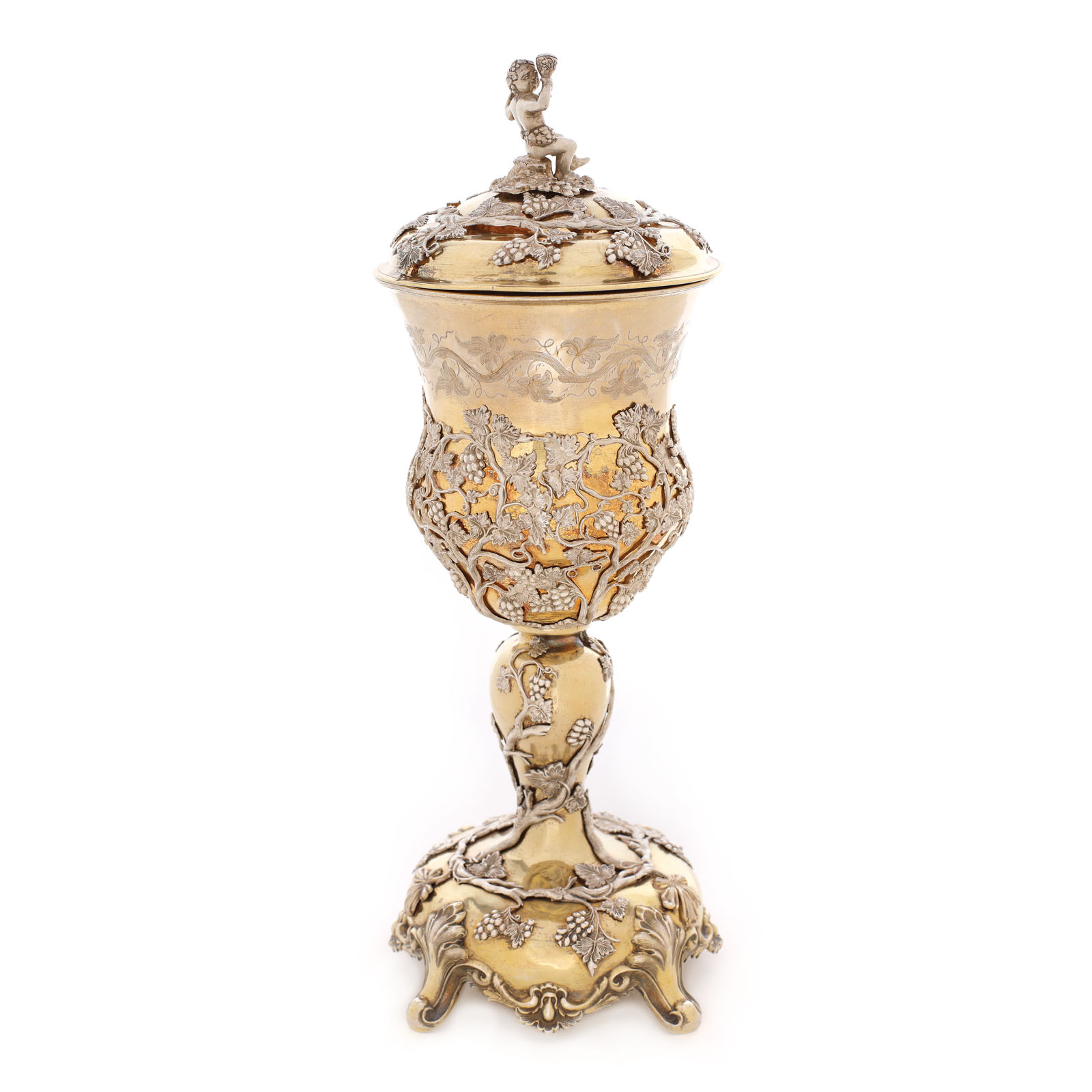Karl Adolf Seipel silver cup with Dionysiac motifs, approx. 1850