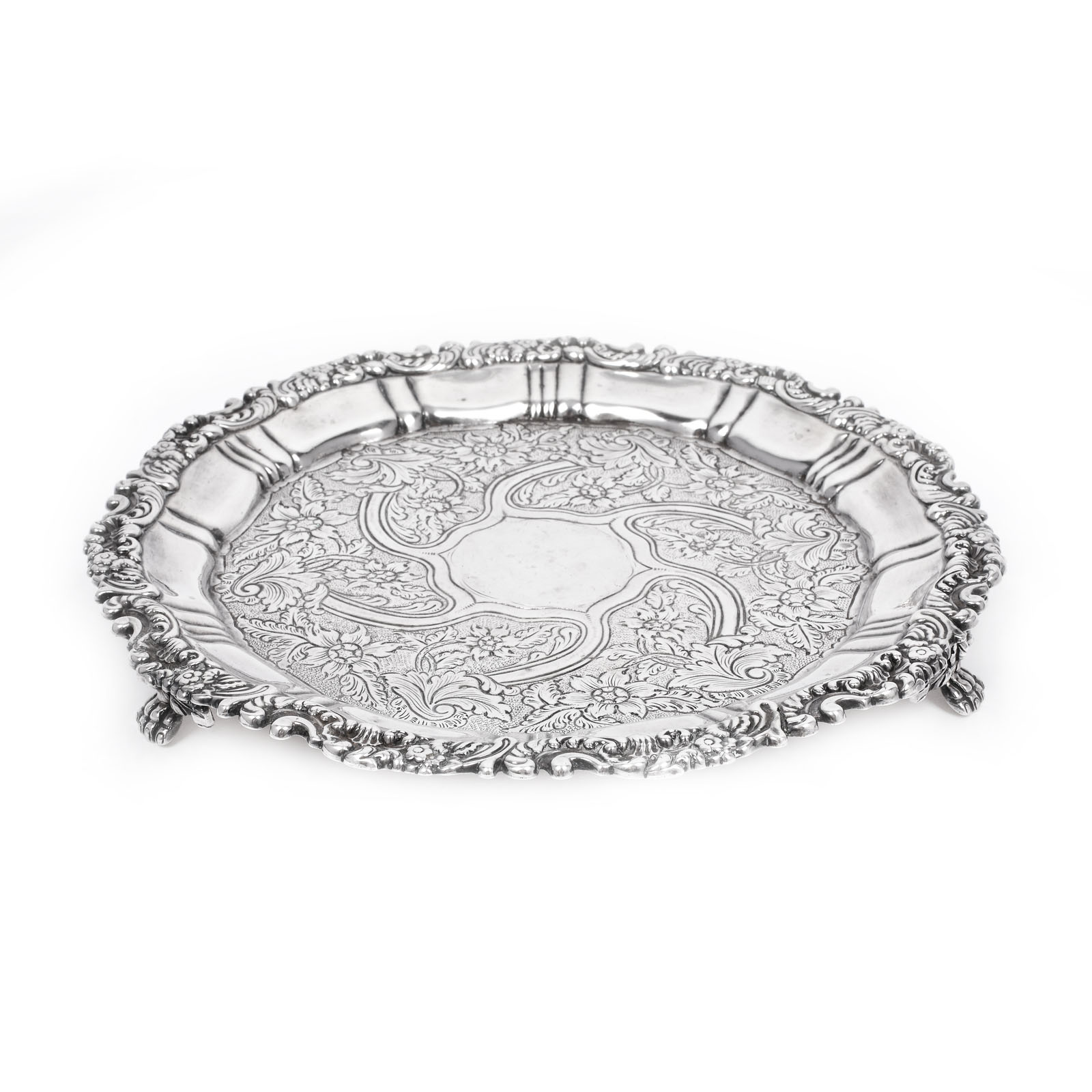 Silver platter with decorations in Baroque style, 1821