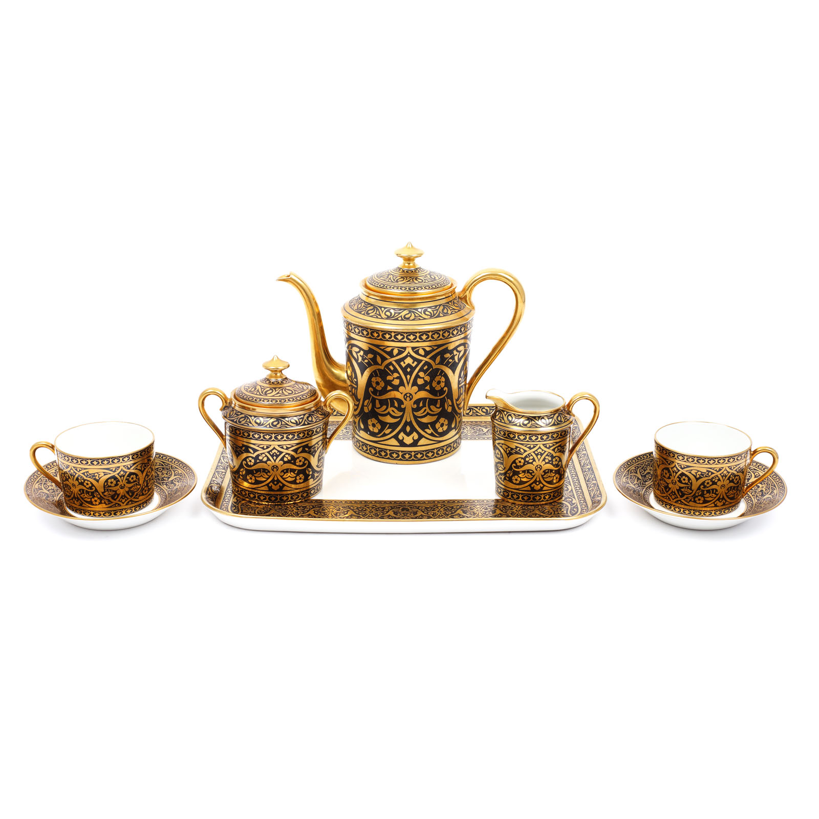Limoges porcelain tête à tête coffee set,  Art Deco decorations, approx. 1930